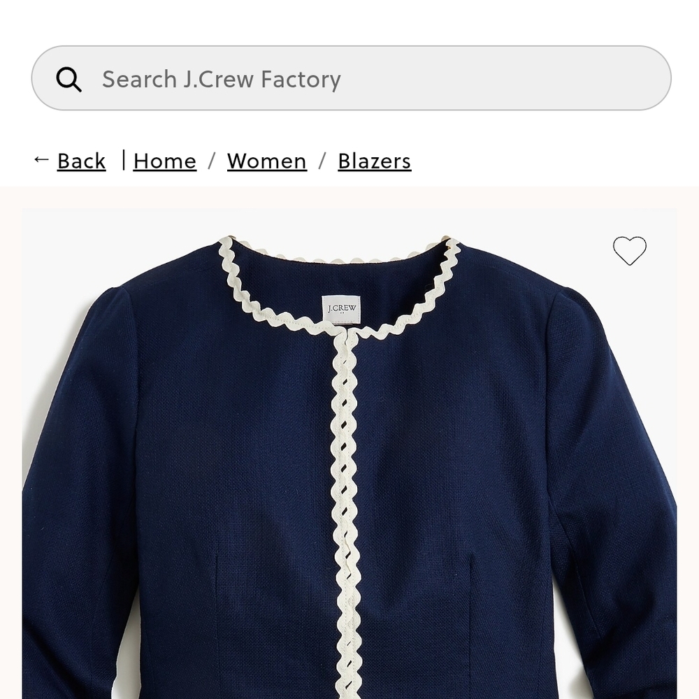 J.Crew Navy Blazer with White Trim